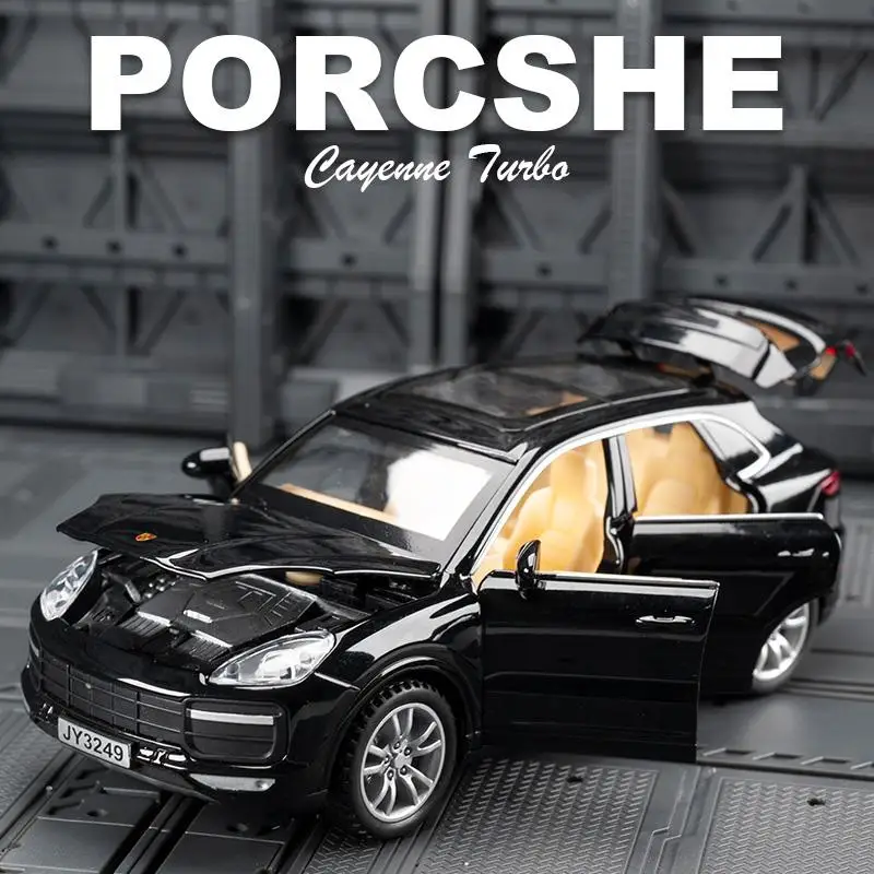 

1:32 Porsche Cayenne Turbo S, высокая имитация литья под давлением, модель автомобиля из металлического сплава, звуковой свет, коллекция с откатным механизмом, детские игрушки, подарки
