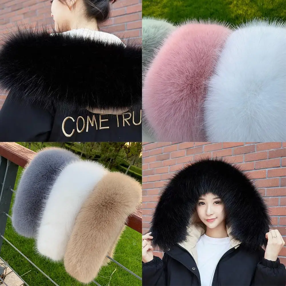 Women Faux Fur Collar Shawl Furry Fur Collar For Winter Coat Hood Fur Decor Fake Fur Scarf Parkas Coat Fur Collar Scarves H6D7