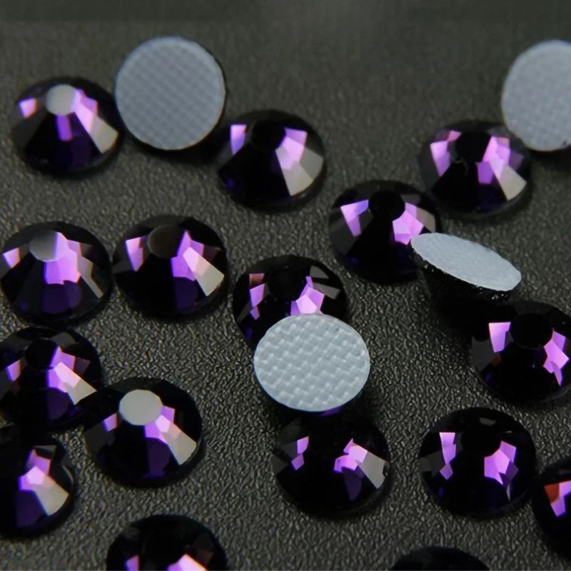 Best Quality hotfix rhinestones,Purple velvet color Flat Back Hot-Fix rhinestones iron crystal for fabric