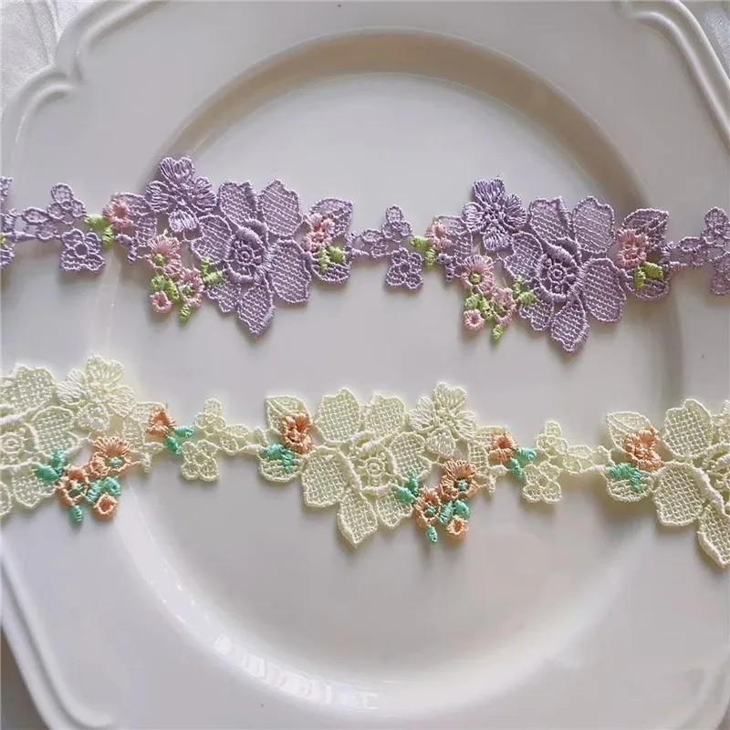 1Yard 3.5cm Width Shiny Purple Yellow High-Grade Flower Venise Diy Venice Lace Clothing Accessories Of Various Garment,Bra.Skirt