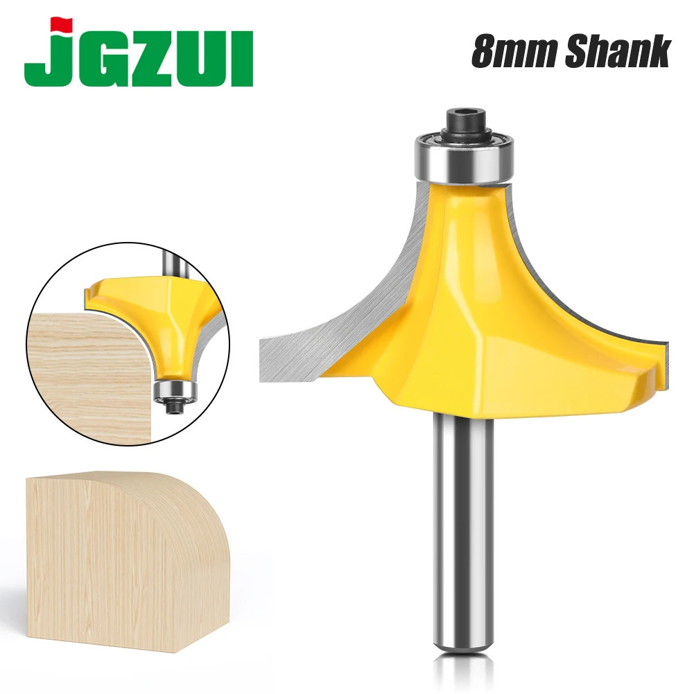 8mm Shank Corner Round Over Router Bit R15.9mm, 20.15mm, 25.2mm with Bearing Milling Cutter for Wood Woodworking Tool Tungsten