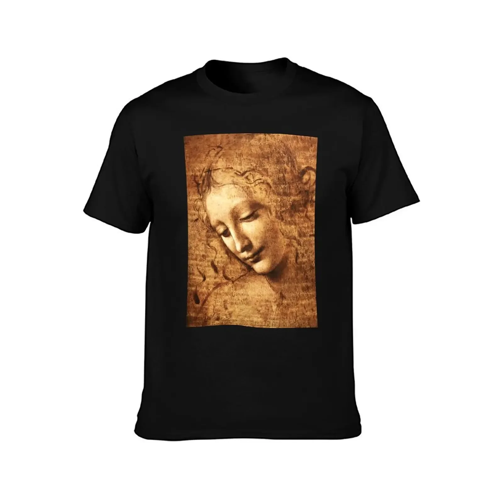 Leonardo da Vinci La Scapigliata T-Shirt blue archive cute clothes anime tshirt cheap stuff funny t shirts men