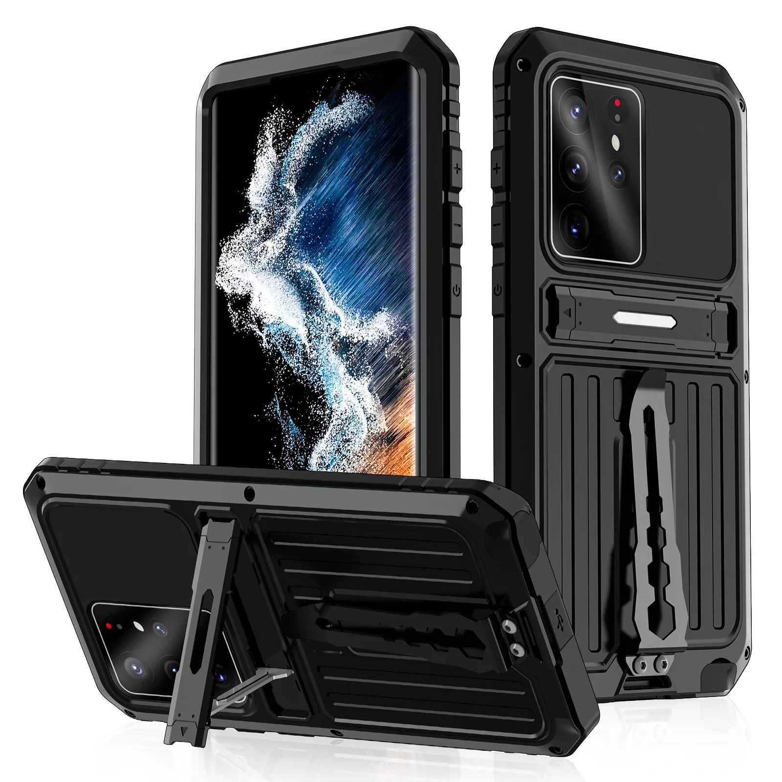 

Heavy Duty Shockproof Fundas Metal Stand Cover Coque Phone Case For Samsung Galaxy S23 S22 S21 Plus Ultra Fe Tpu Silicone Shell