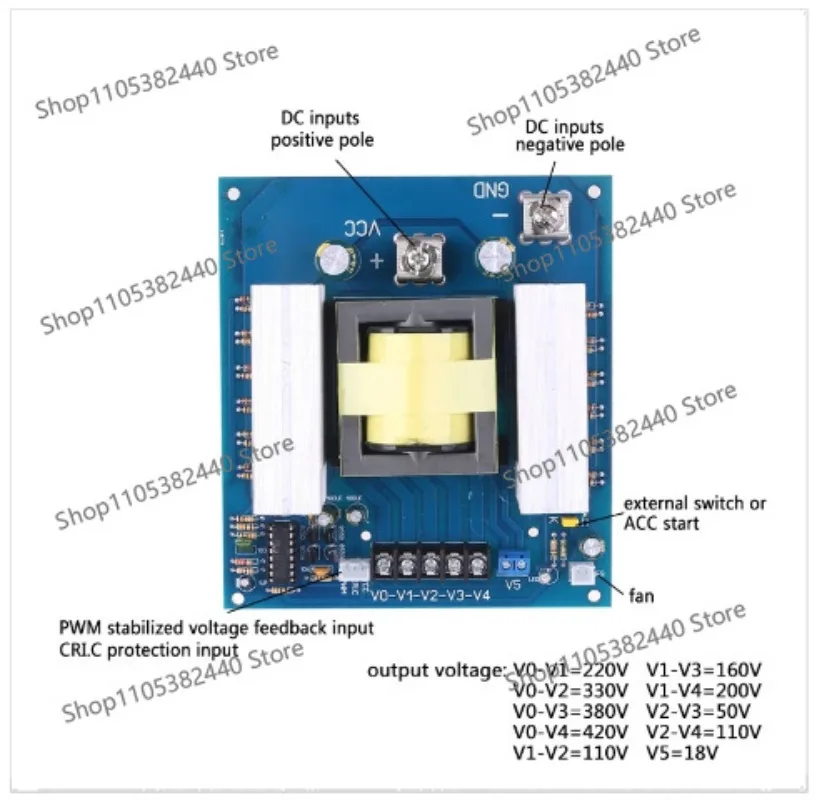 2021 New 1000W Inverter DC Transformer AC Boost Circuit Board Sine Wave Correction Wave Single Silicon Machine Front Stage