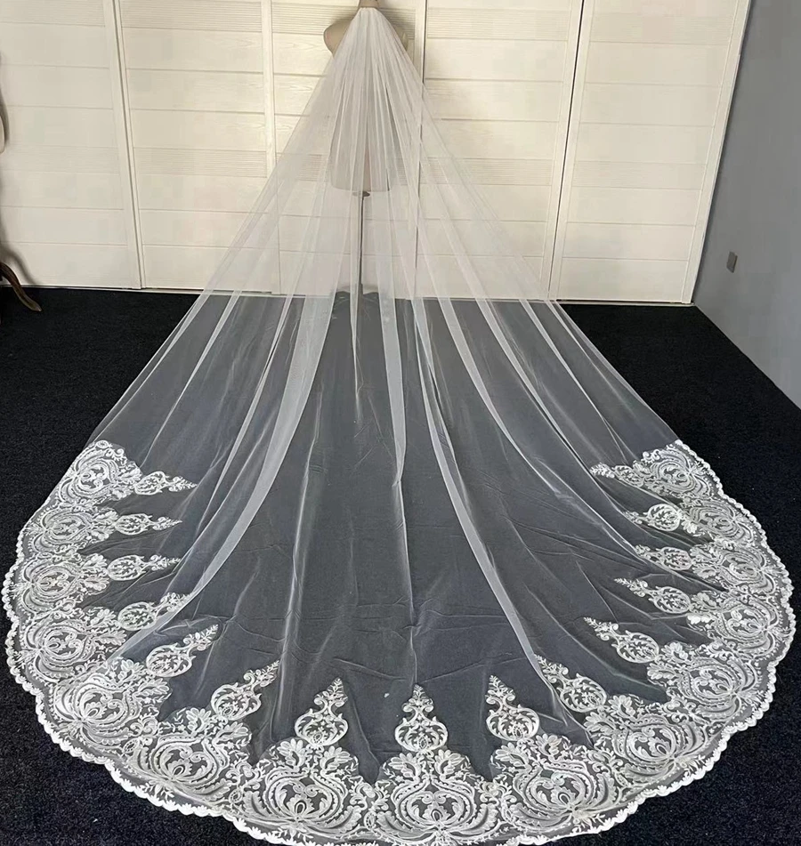 Hot Sale White Ivory Cathedral wedding veil for Bride Wedding accessories Velos de novia Bridal veil boda Matrimonio welon