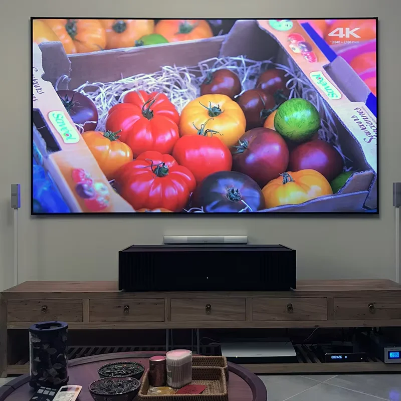 

Yovanxer ALR UST 100 Inch Projector Screen With Fixed Frame Ultra Short Throw Projection T prism CLR Curtain 3D 4K 8K Supported