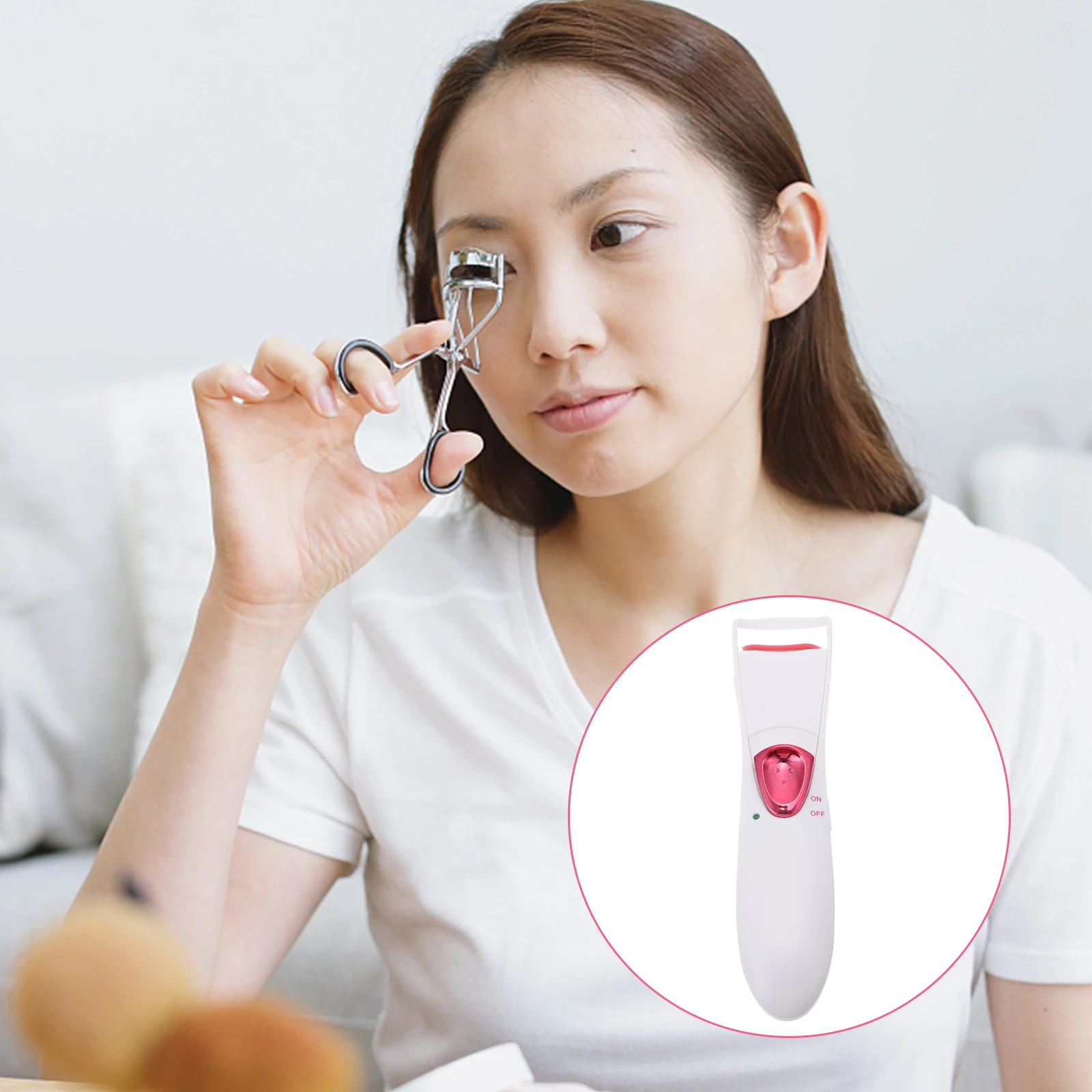 

Heated Eyelash Curler Electric Tool Professional Makeup Mini Clip Fast Heating Wide Area Heat Protection Groove H y Travel