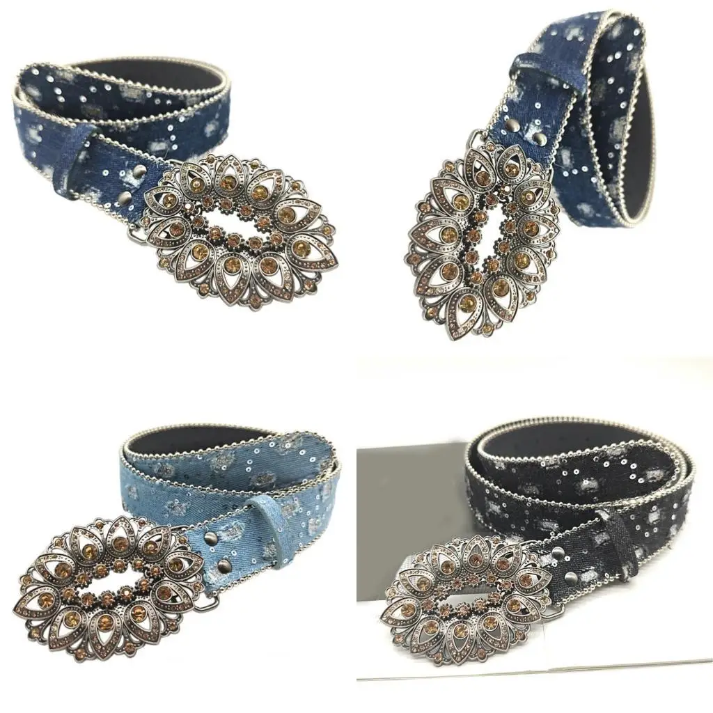 

39BD Elegant Waist Belt for Women Simple Metal Buckle Belt Western Waistband for Shorts Decorative Waistband for Adult