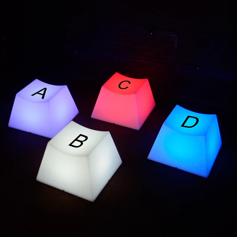 REAQ 40CM RGB Keyboard Shape Stool 60*40*40cm Luminous LED Furniture Bar Chair Indoor Outdoor Event Home Decor Light Riq-S40