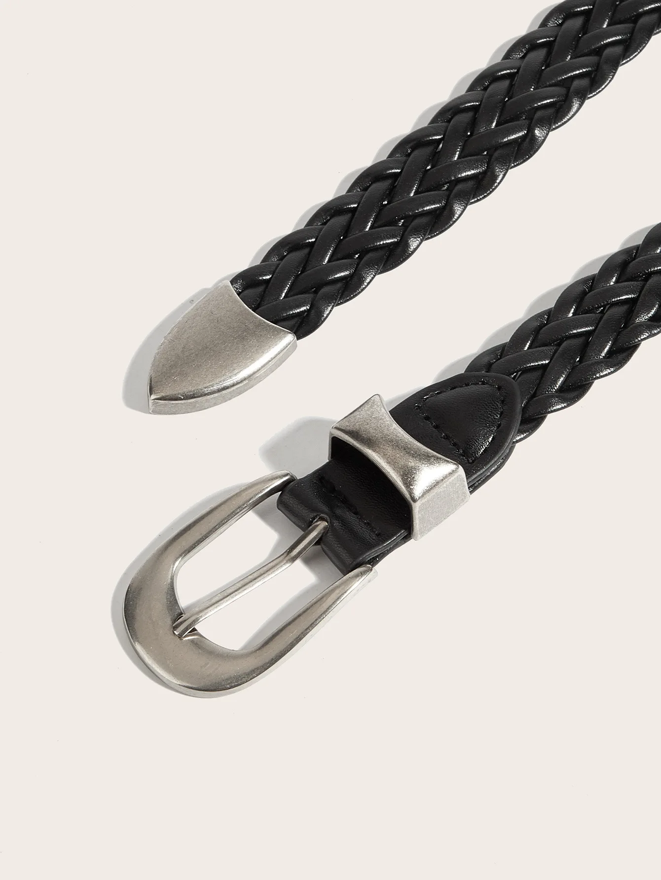 Punch Free Punk Style Woven Belt for Men and Women Black Metal Buckle Belt Dark Minority Retro Fried Dough Twists Belt