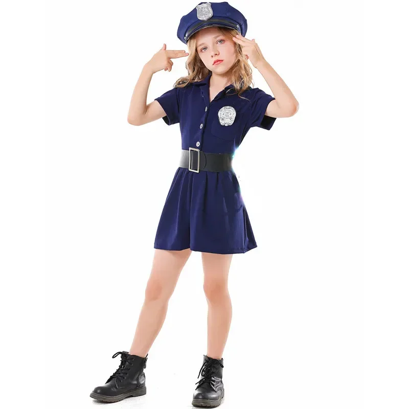 Dazzling Girls Police Costumes Police Officer Dress, Hero Career Costume with 5PC Police Toys, Best Costume for Holiday Parties