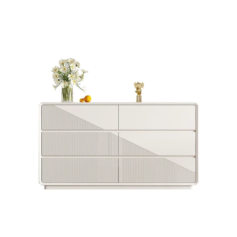 

TLL Entry Door Minimalist Entrance Cabinet Cream Style Chest of Six Drawers Bedroom Drawer Solid Wood