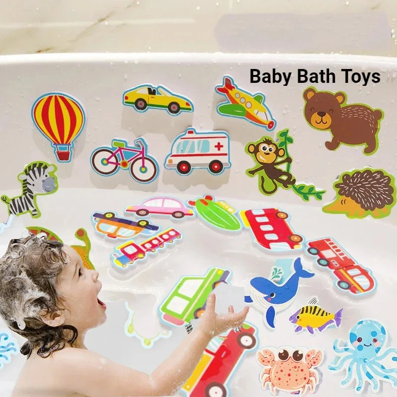 Baby Bathroom Toys Soft EVA Paste Early Educational DIY Puzzles Toys Animal Sticker Floating Baby Bath Water Toys for 0 12 Month