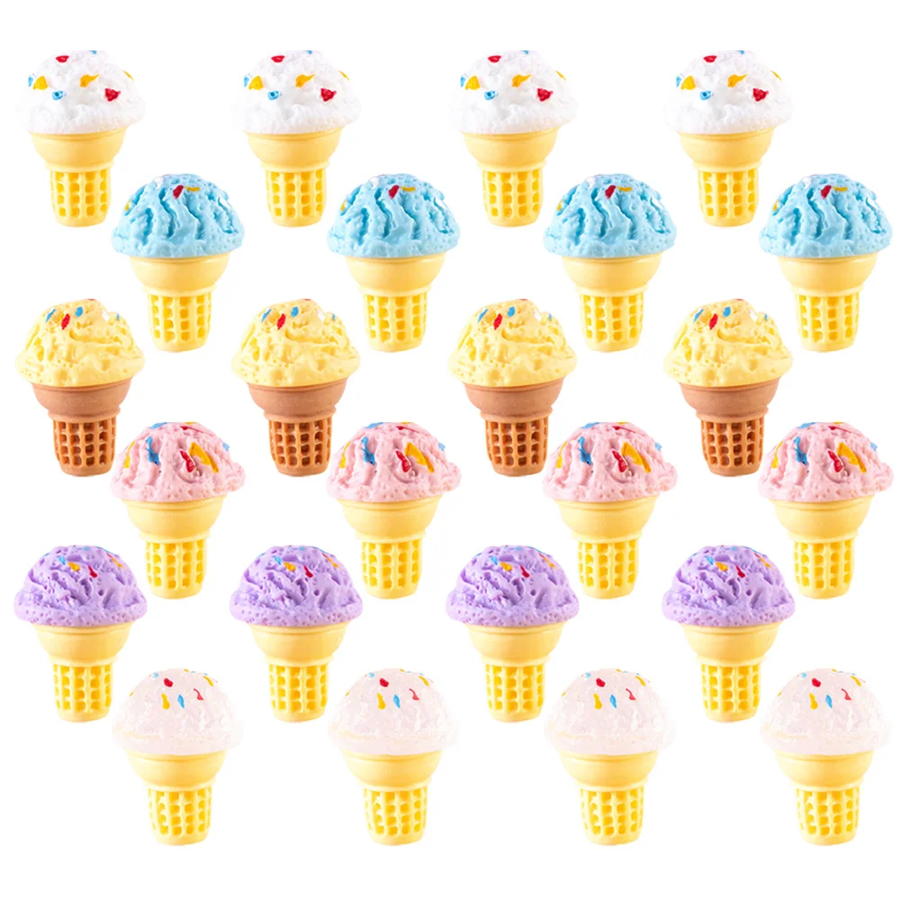 24 stuks miniatuur crème hars voedsel voor huis diy decor keuken miniatuur dessert fantasiespel mini dessert ornament