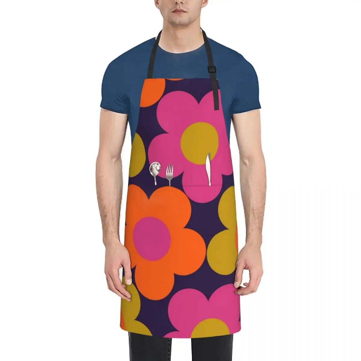 

60s Style Neon Flowers Apron Cooking innovative kitchen and home items Smock for hairdressing Apron