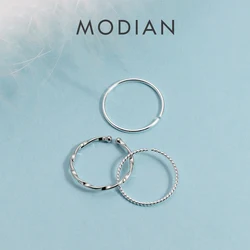 MODIAN Authentic 925 Sterling Sillver Slim Adjustable Rings For Women Fashion Simple Free Size Geometric Line Ring Fine Jewerly