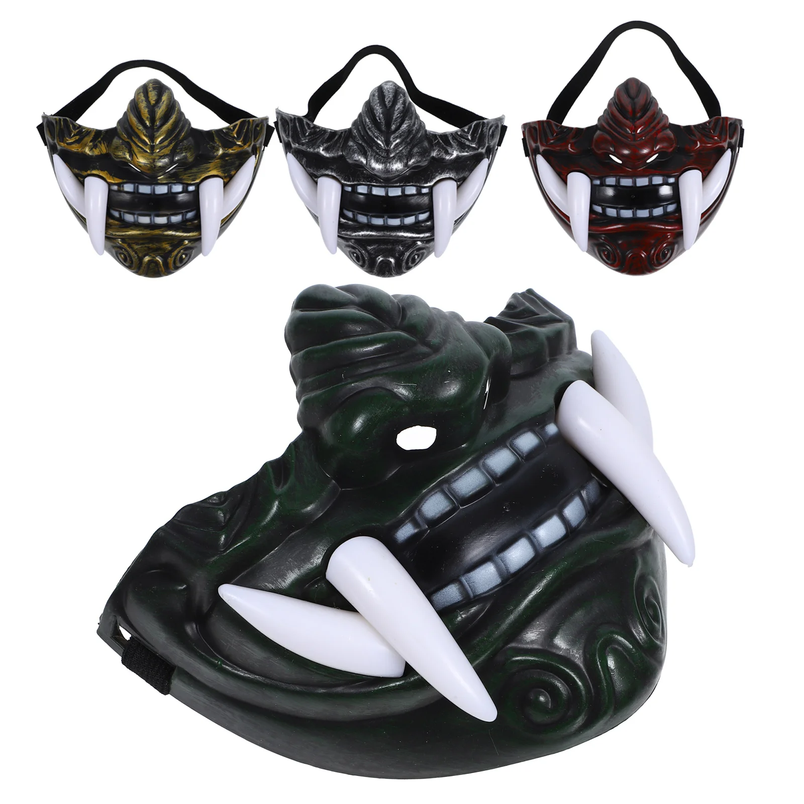 

4 Pcs Grimace Mask Costume Masquerade Aldult Masks Resin Half Face Halloween Cosplay Dress up Man Costumes
