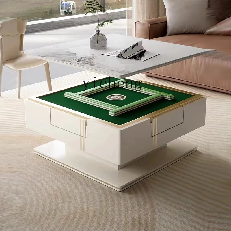 

ZZ lifting mahjong table, three-purpose multi-functional rock slab solid wood coffee table, silent mahjong table,