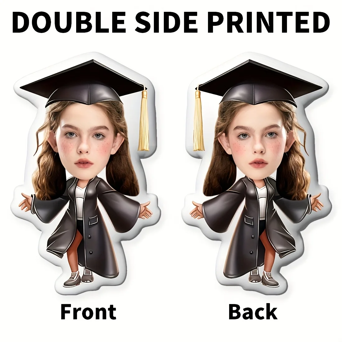 1 Customized Graduation Gift Pillow with Personalized Photo, Hat and Graduation Dress, I Received My Graduation Certificate Desi