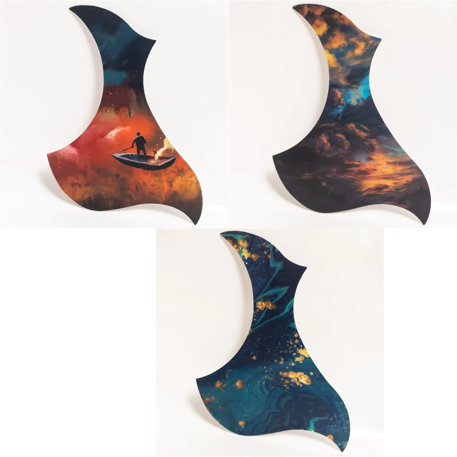 2Pcs Thin Printed Acoustic Guitar Pickguards Self-Adhesive Scratch Plates for GA GS Style Acoustic Guitars