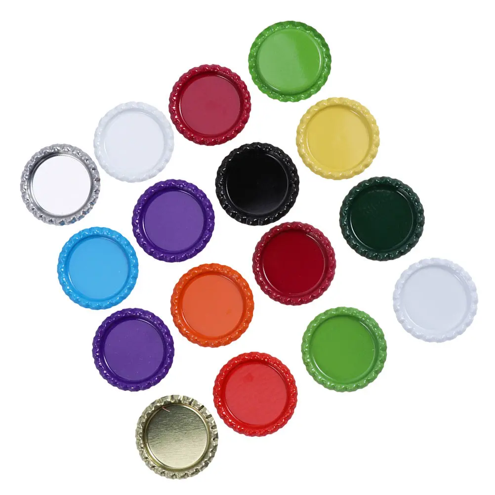 100Pcs Beer Bottle Caps Colorful Tinplate Flattened DIY Bracelets Earrings Crafts 25.4mm Random Colors Bottle Caps