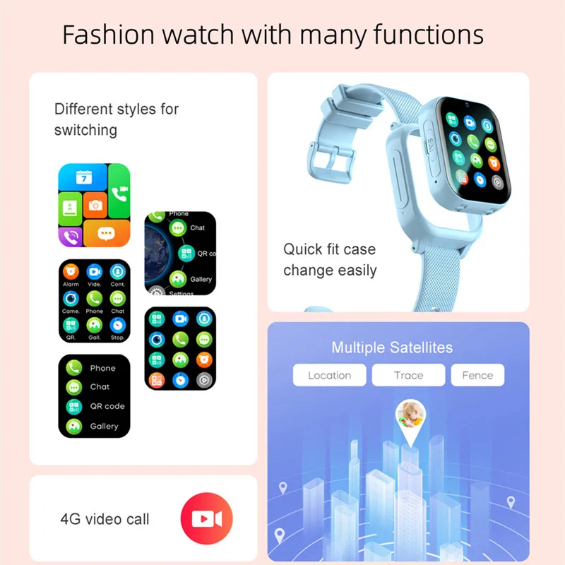 2024 New Phone Watch SIM Card 4g Smart Watch Boy Girl Photo Wifi Positioning Child Watch HD Video Call Sos Tracker Birthday Gift