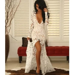 Sexy Deep V Sexy Mermaid formal occasion party evening dress before split long sleeve beauty pageant ball dress new 2024