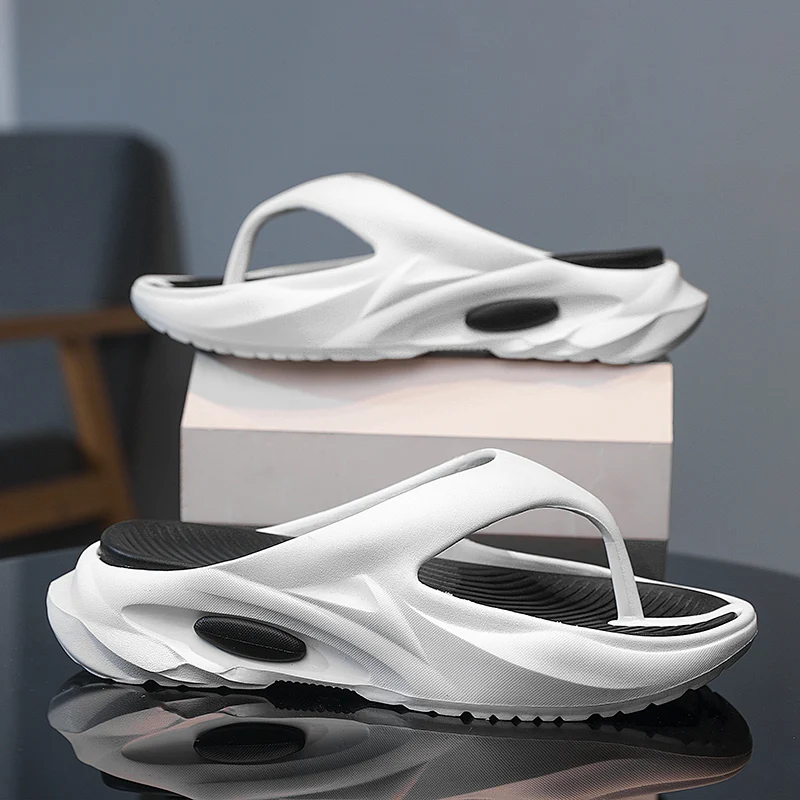

Men's Summer Fashionable Flip Flops Anti-Slip Slippers Thick Bottom Slip-On Couples Casual Cool Sandals Wear Resistant Pure C...