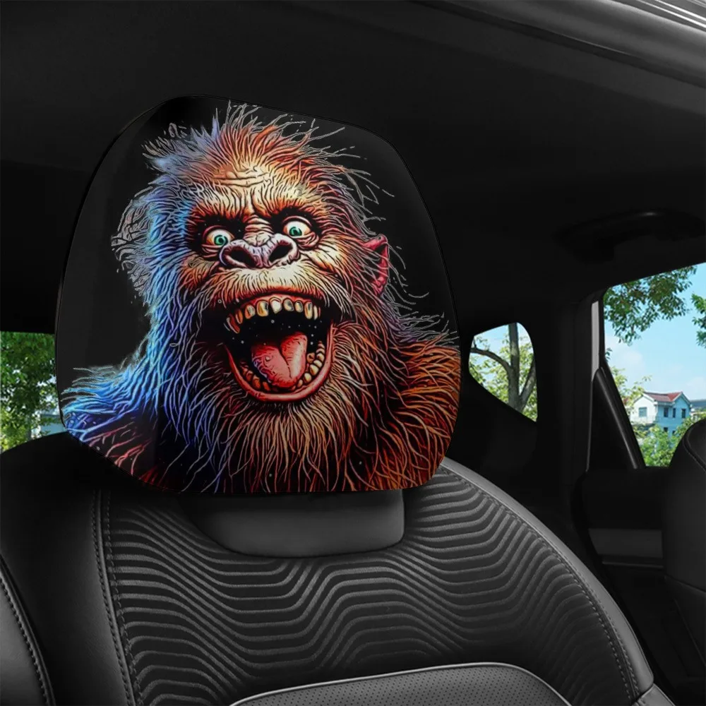 2Pcs Headrest Covers Ghost 2Pcs Headrest Covers Horror 2 pieces of men's personality wild cry wind print car head pillowcase, 2D