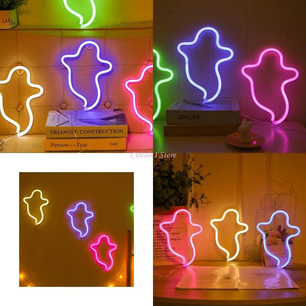 

Y1UB Night Light Wall Art Sign Halloween Decor Party Wall Hanging Light
