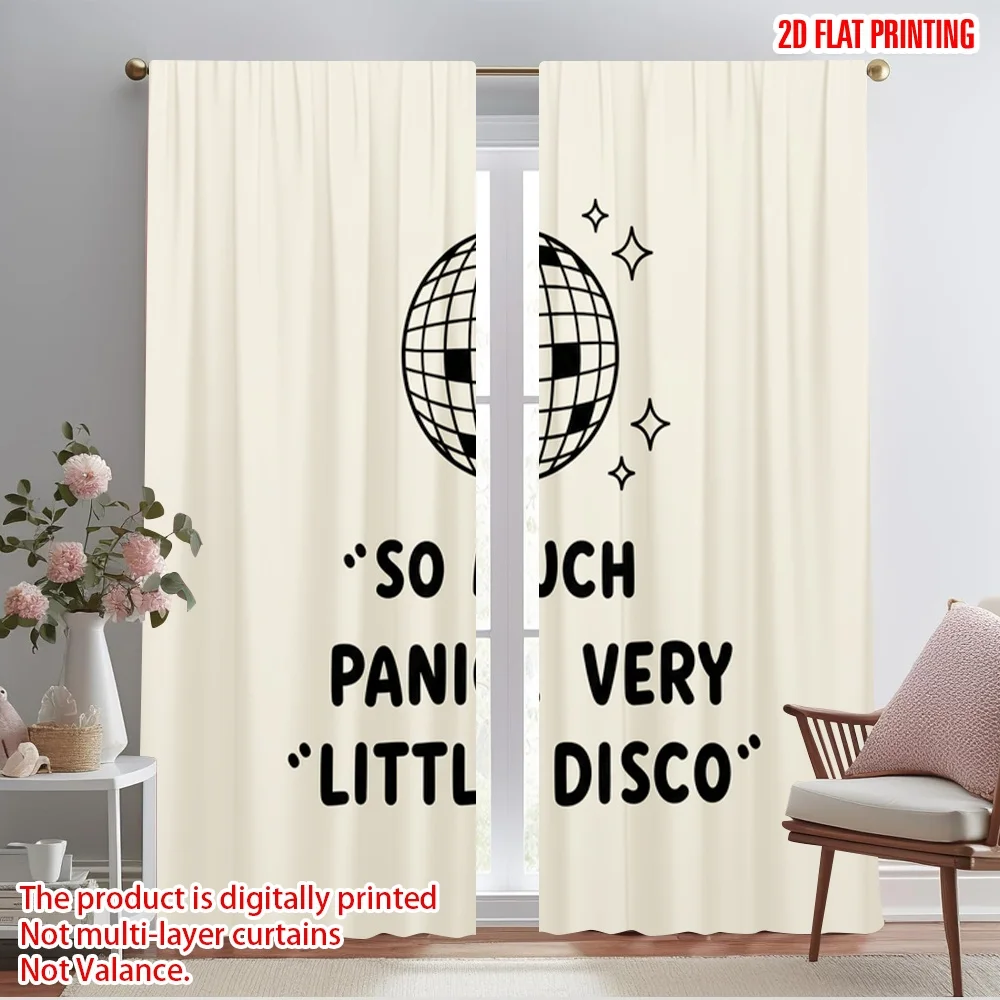 

2pcs 2D flat printing Curtain Panic Disco Ball Graphic 100% Polyester Without Electricity All Season Party & Holiday Decor