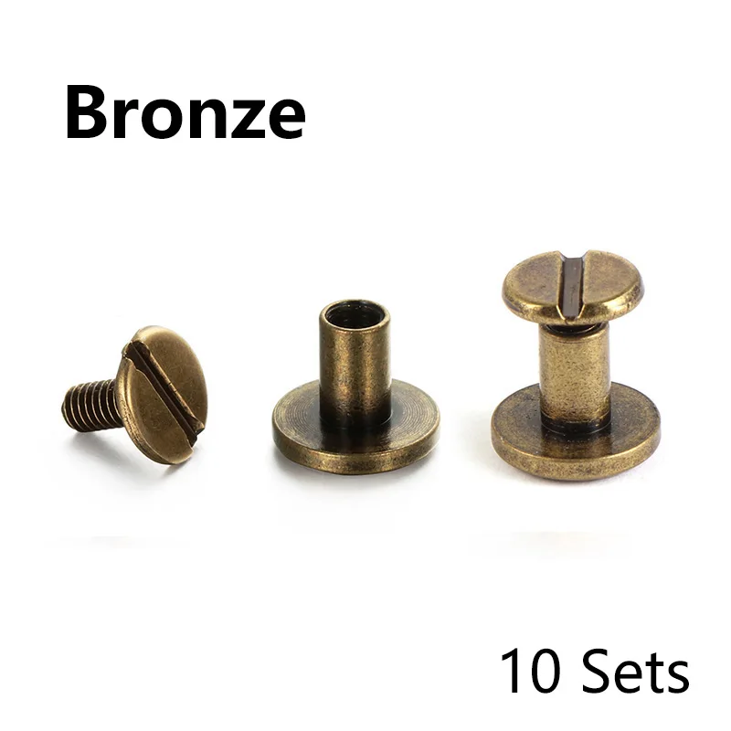 10set rivetto per unghie a testa piatta rotonda elementi di fissaggio in pelle di metallo rivetto robusto per rilegatura per accessori per