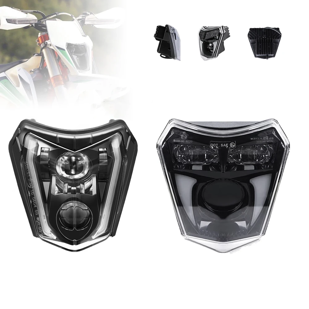 

New style E-mark Approved Motorcycle LED Headlight For KTM EXC XCF SX SXF SMR TC TE 125 250 Motocross Enduro Dirt Bike Headlamp