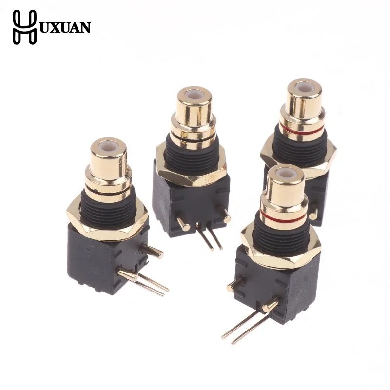 【New】2/4Pcs Female Socket Elbow Pin PCB Panel Mount Adapter Right Angle Copper Gold Plated Decoder Digital Coaxial Connector