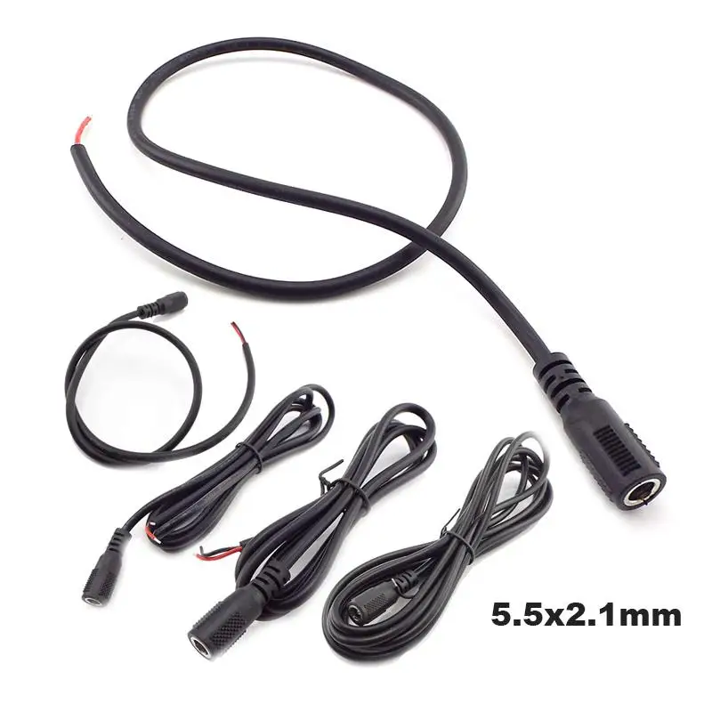 5.5x2.1mm 12V 5A DC Female Plug Power Supply  Cable DIY Extension 20 AWG Jack Cord DC Connector For  LED Light CCTV C3