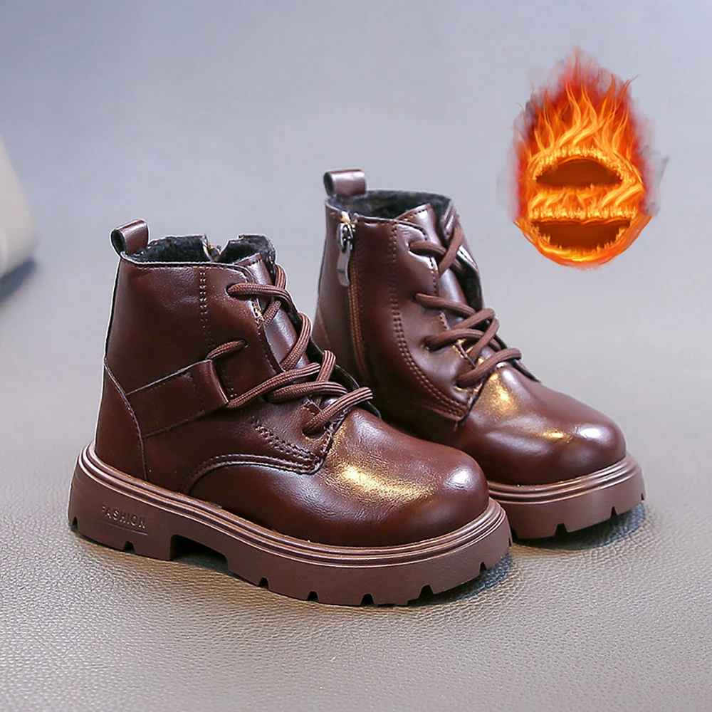 

Warm Boot Velvet Winter Children Boots Waterproof Shoes Teenagers Snow Boots Kids Thickened Warm Faux Fur Fashionable Children