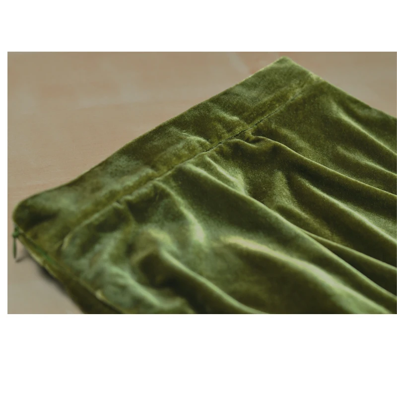 Silk Velvet Women's Skirt Spring Autumn khaki Mulberry Silk Skirt Temperament Noble Comfortable Loose Size 3XL Women's Clothing