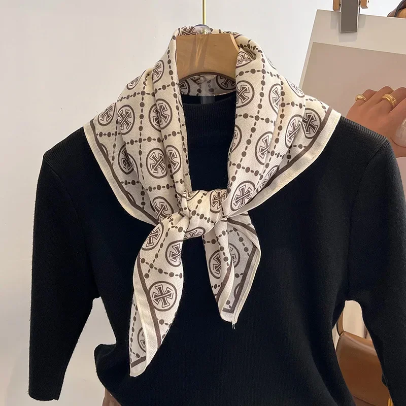 الفاخرة الهندسة طباعة المخملية ساحة الشعر وشاح للنساء لينة رئيس الحجاب مكتب رباطات للرقبة منديل الإناث عقال منديل #3