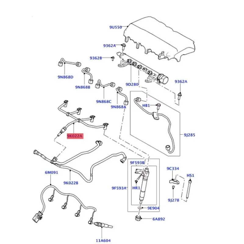 LR051528 LR021915 أنبوب إرجاع حاقن الوقود Au ro ra/Di sc ov er y Go d/Go d 2/Ja gu ar #3