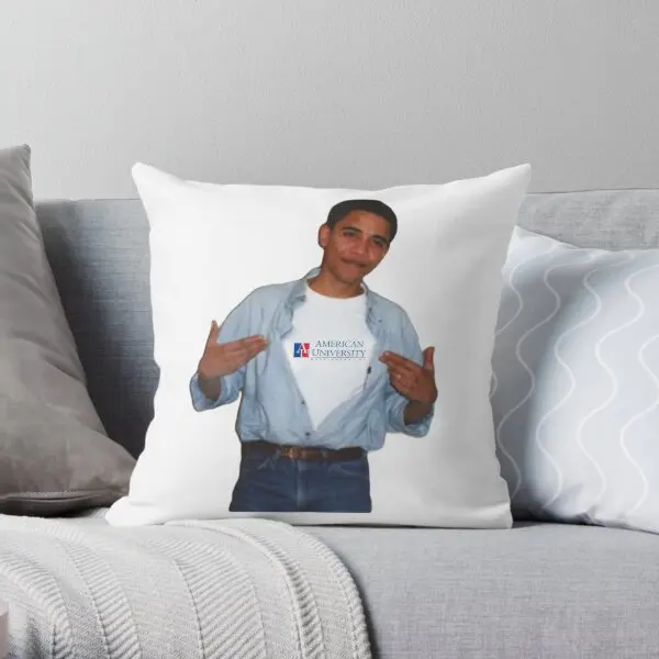 Obama American University  Printing Throw Pillow Cover Decor Throw Square Anime Bedroom Bed Soft Pillows not include One Side