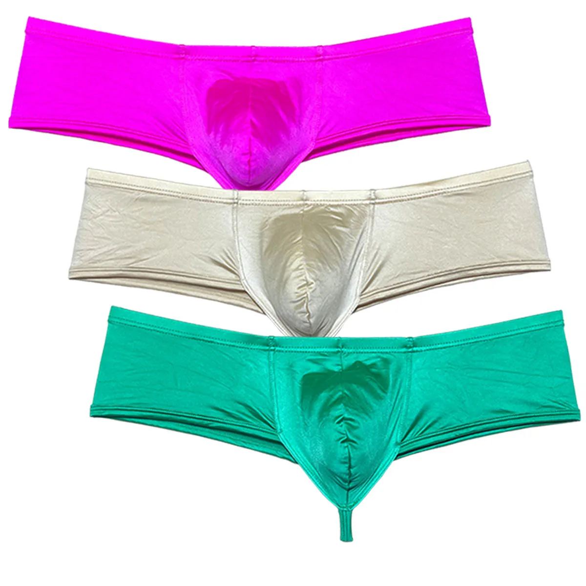

Мужские трусы-бикини, стринги, стильное нижнее белье, выпуклая сумка, пляжные шорты со средней талией, дышащие трусики-сисси, однотонные шелковистые трусики для загара