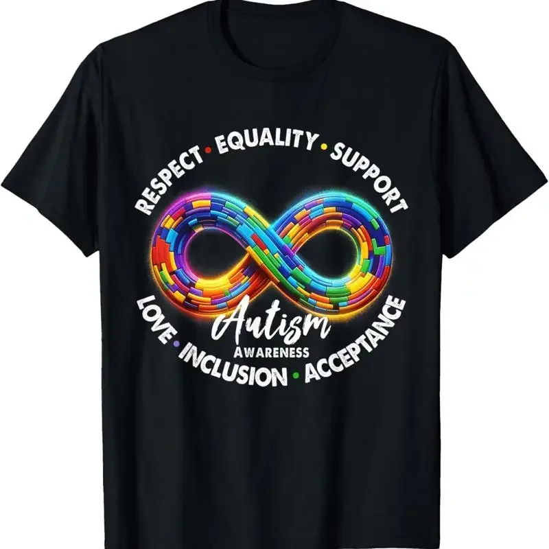 Camiseta con símbolo de infinito para concienciación sobre el autismo, respeto, igualdad y apoyo