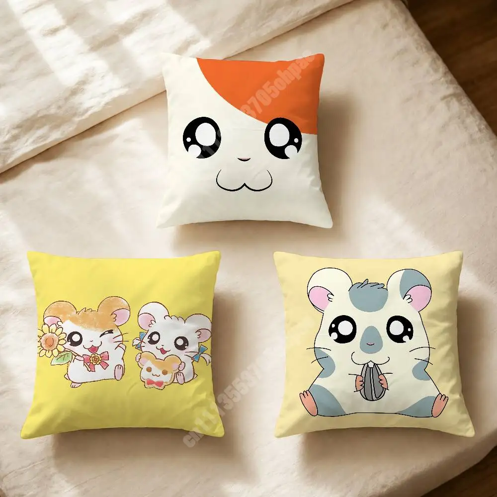 H-Hamtaro-S Cartoon Hamster Sofa Couch Pillow Cover Cushion Case Cozy Bedroom Accent Studio Furnishing