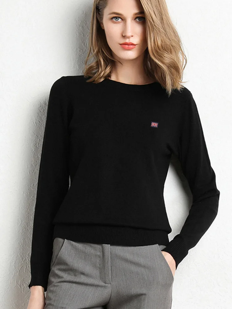 Maglione di lana da donna invernale O collo per il tempo libero pullover di base moda top in maglia che fondono maglioni elasticizzati in stile