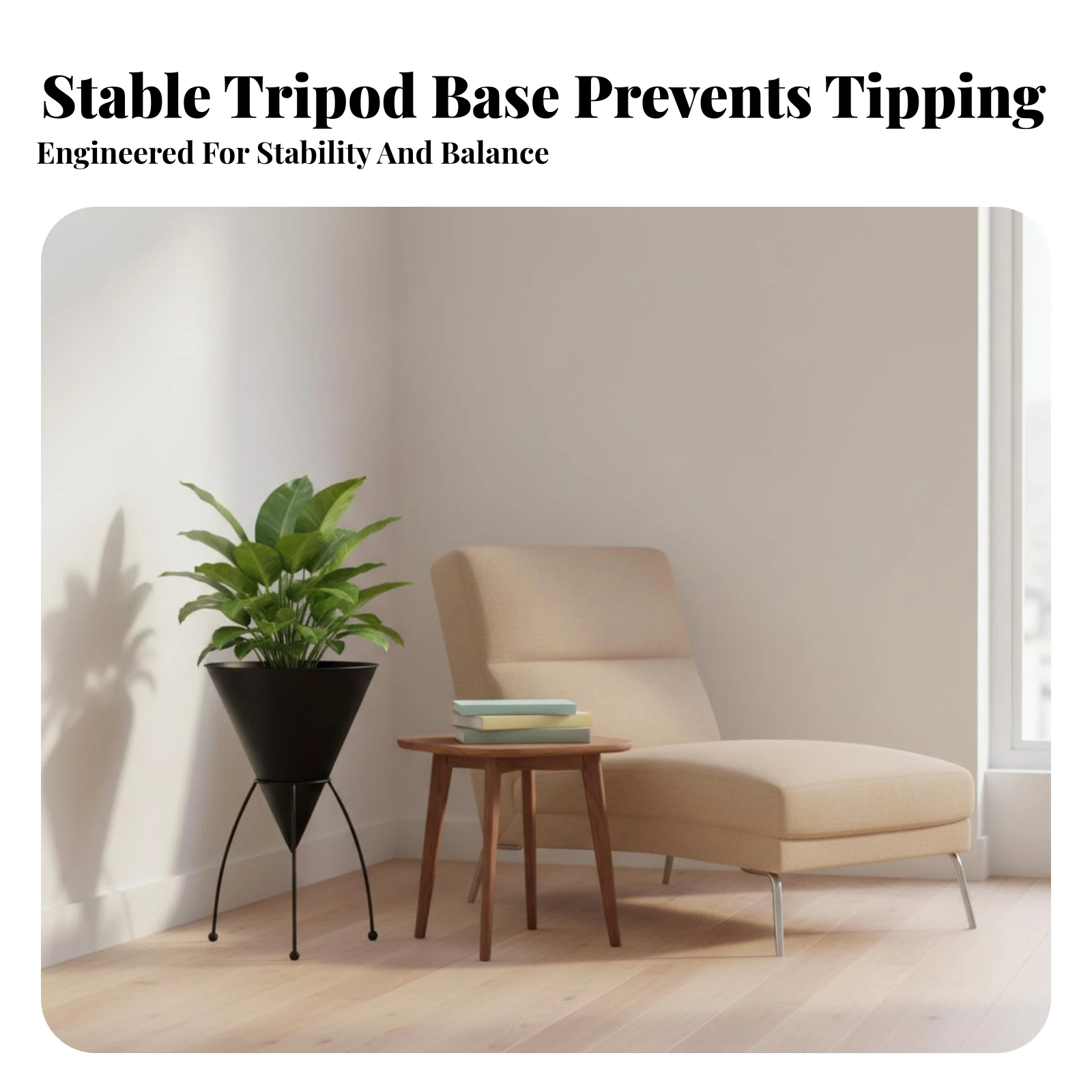 Conical Planter with Stand Slim Cone Plant Pot with Stand Three-Legged Plant Holder Stable Sturdy for Minimalists, Living Room