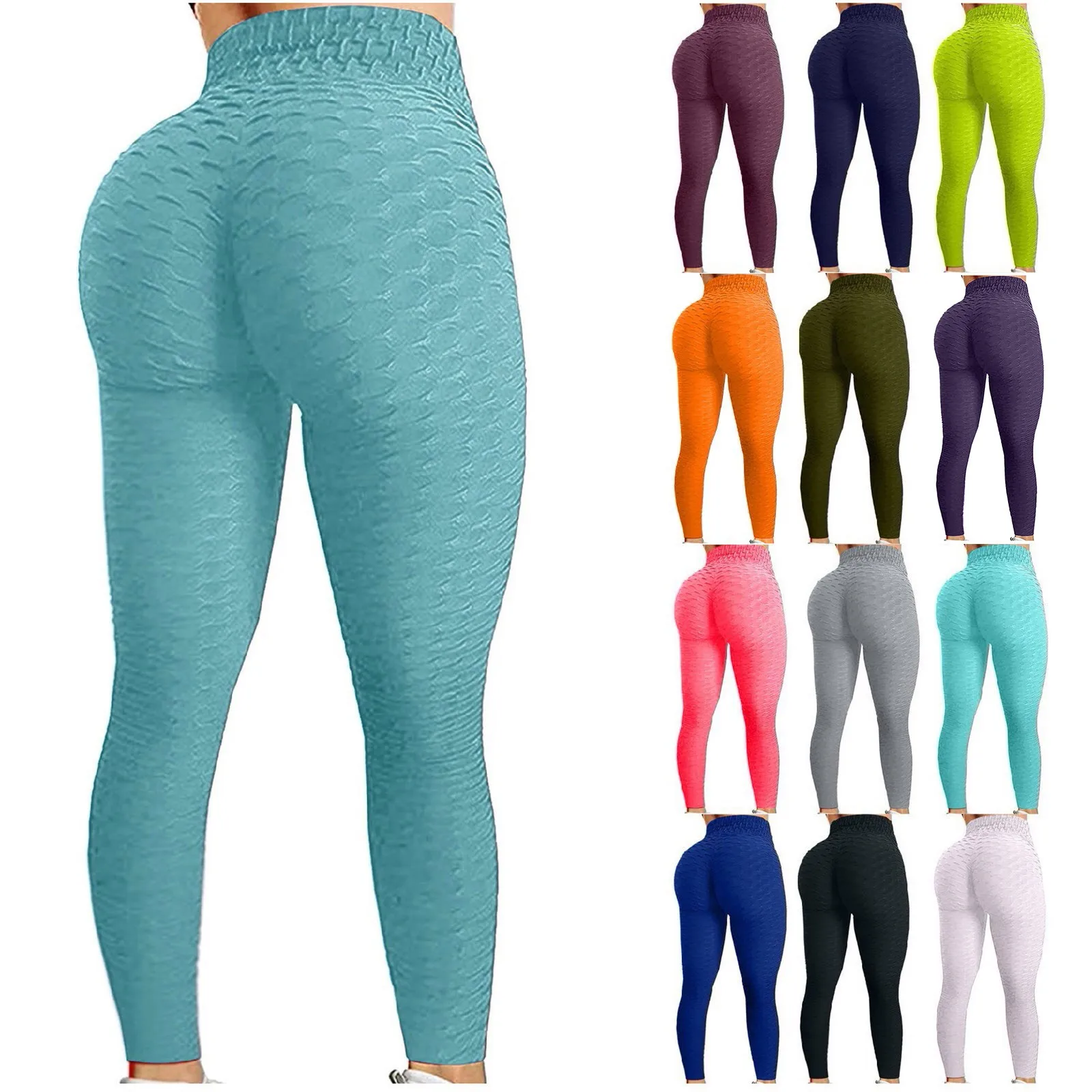 Women\'s Bubble Hip Lifting Exercise Fitness Running High Waist Yoga Pants