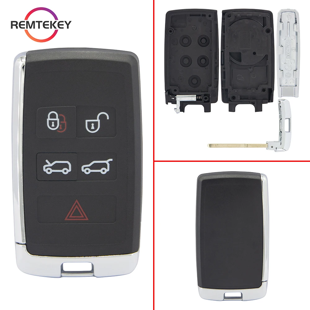 REMTEKEY-carcasa de llave inteligente, carcasa FCC, KOBJXF18A, 5 botones, para Land Rover, Range Rover Sport, Jaguar XF, XJ, EX, f-pace, f-type,