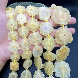 Yellow Solar Quartz Natural Stalactite Druzy Slice Focus Pendant Beads For DIY Jewelry Making MY240901