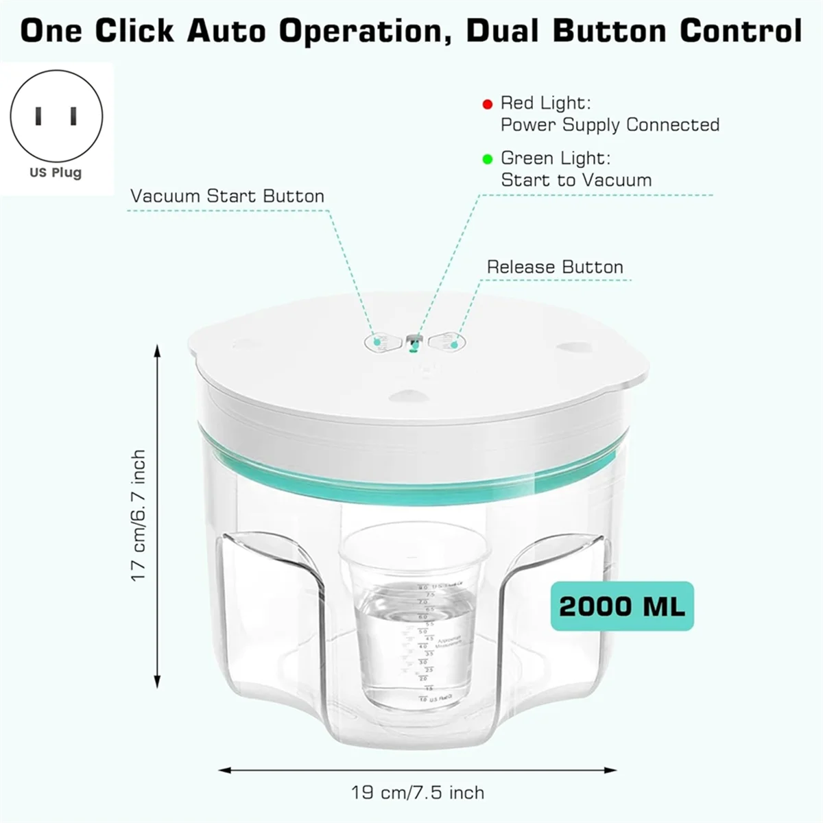 

A002 Resin Bubble Remover,2L 99.9% Bubble Removal in 5Min,Vacuum Degassing for Epoxy Resin,Silicone Molds Us Plug