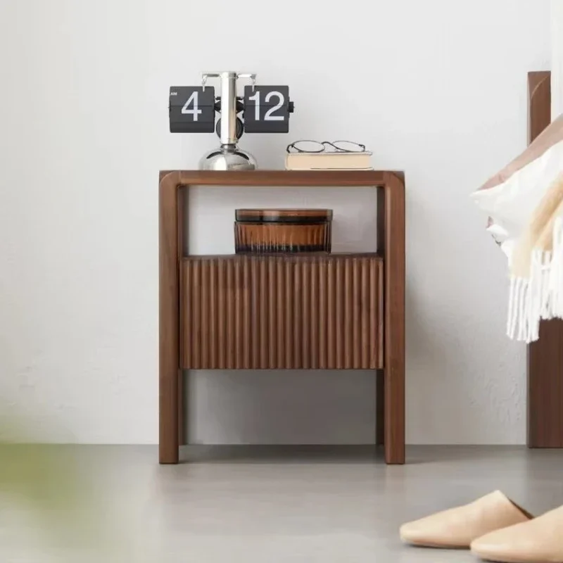 

Mid-leaf modern style pure black walnut, bedside table apartment bedroom bedside table